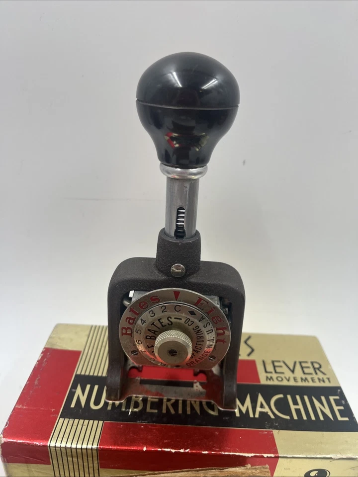 Vintage Bates Numbering Machine 7 Lever Movement, With Instructions - Image 3 of 4