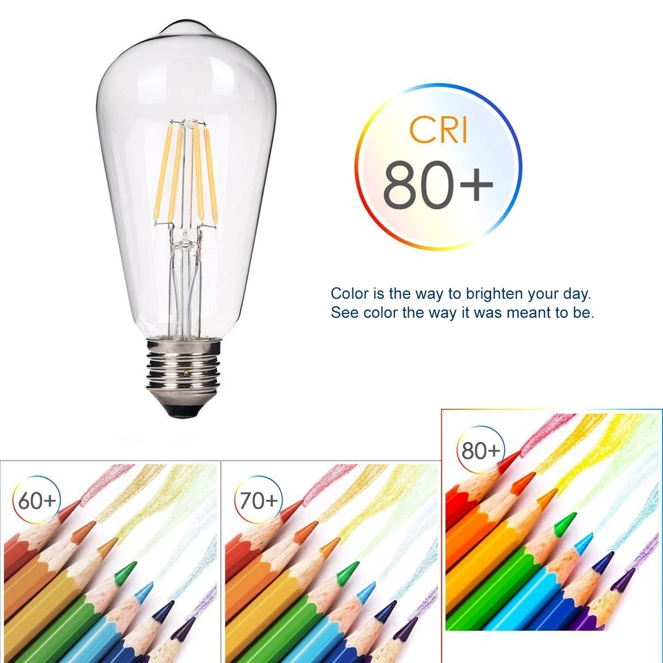 ST64 LED Dimmable Light Bulb, 40 Watt Equivalent, Warm White (2700K), Set of 6 - Image 4 of 4