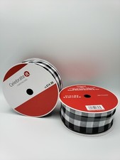 2 Jumbo Celebrate It Wired Buffalo Plaid Ribbon Christmas Crafting 2.5 X 75ft