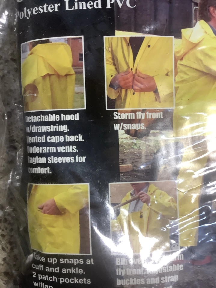 Traje de lluvia Boss XL amarillo de tres piezas forrado de tela chaqueta baberos comerciales Foto 3 de 4