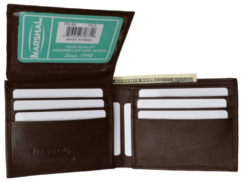 Leder Herren zweifach faltbare Geldbörse mit festem klappbarem Einzelfenster Ausweis - braun - Bild 1 von 5