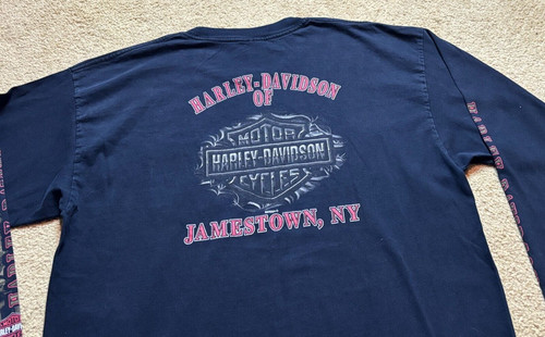 Vintage 2005 Y2K Harley Davidson Motorcycles Long Sleeve Jamestown NY T Shirt XL