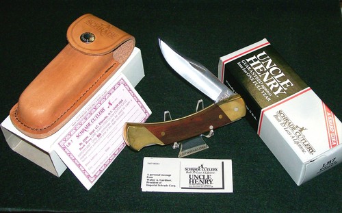 Schrade LB7 Lockback Knife 1980's 5" Closed USA Made W/Original Sheath,Packaging - Picture 9 of 12