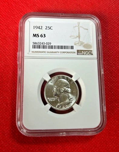 1942 US SILVER QUARTER NGC MS 63