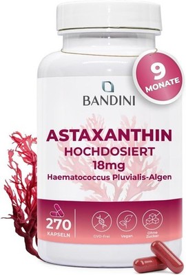 Bandini  Pure Astaxanthin 18 Mg Pro Kapsel, 270 Kapseln, 9 Monate Vorrat (1 Kaps