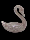 FENTON Swan Bird Pink Art Glass Rosalene Opalescent Iridescent Figurine Signed