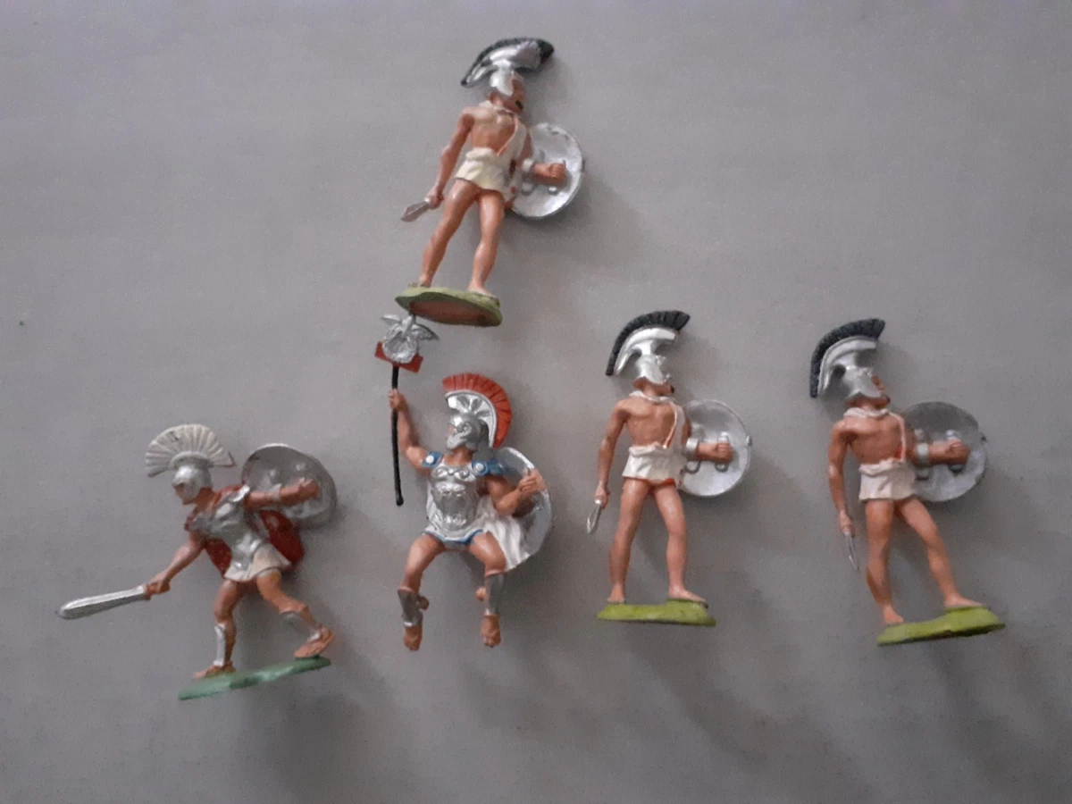 CBG MIGNOT ANCIENS LOT DE 5 SOLDATS HOPLITES GRECS EN PLOMB 54MM