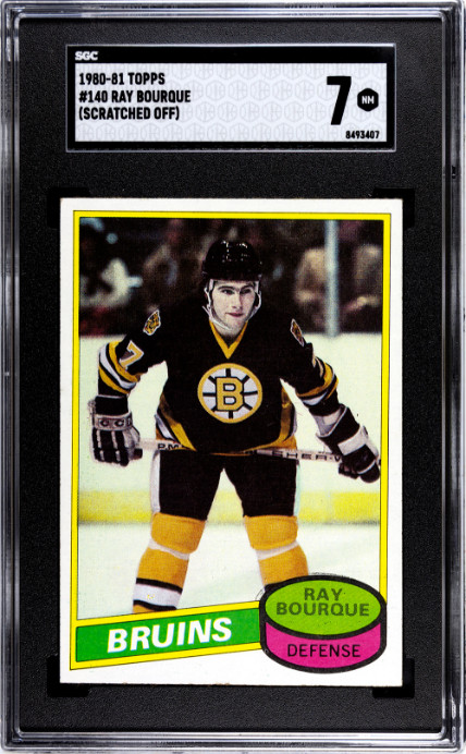 1980-81 Topps Ray Bourque RC (Scratched Off) SGC 7 #140 Boston Bruins