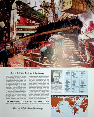 Original 1947 Vintage Print Ad: Painting by Dean Cornwell, ''On Southampton Dock''