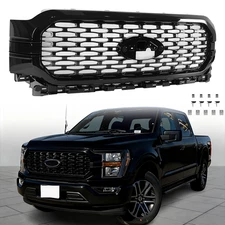 For 2021 2022 2023 Ford F150 F-150 XL XLT Front Bumper Grill Upper Grille Black
