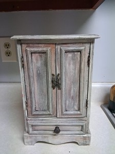 Small distressed wood armoire or cabinet