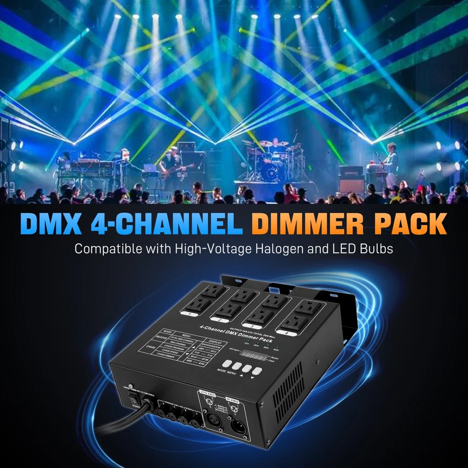 DMX 4-Channel Dimmer Pack w/DMX512 Protocol For High-Voltage Halogen LED Bulb - Image 2 of 4