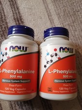 2 Pack NOW FOODS L-Phenylalanine 500 mg 120 Veg Capsules Exp01/29