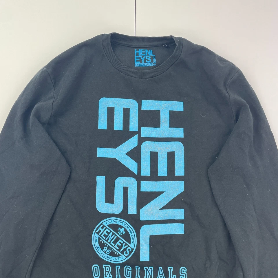 HENLEYS Jumper Mediano Negro Para Hombre Cuello Redondo Estampado Gráfico... - Imagen 4 de 4