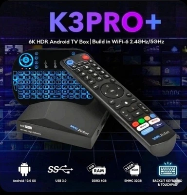 We2uSat K3 Pro+ Android TV Box | KOSTENLOSE HINTERGRUNDBELEUCHTETE TASTATUR 🔥 Niedrige Angebote akzeptiert🔥 - Bild 1 von 4
