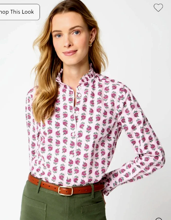 J. Crew Women's Pink Multi Floral Cotton Poplin Ruffle Button-Up Shirt XL
Opens in a new window or t
