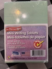 NEW pack of 5 mini writing tablets 3.5-in x 5 in green lined pads