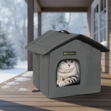 Outdoor Weatherproof Cat House with Cozy Mat - Versatile Shelter Solution