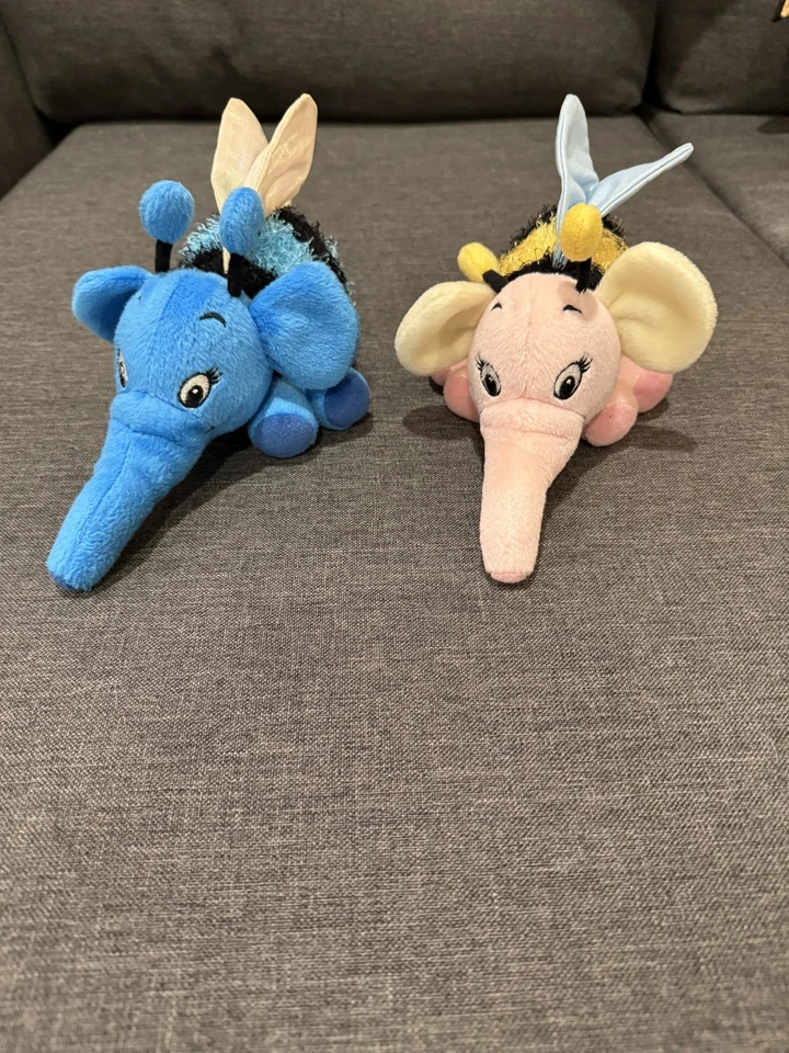 Rare Disneyland Winnie The Pooh Blue And Pink Heffalump Bee Bean Bag Plush 9" - Image 3 of 4
