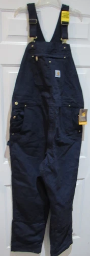 NWT Carhartt Men's Iconic R01 Duck Bib Overalls 42 x 34 Blue NEW - product listing photo