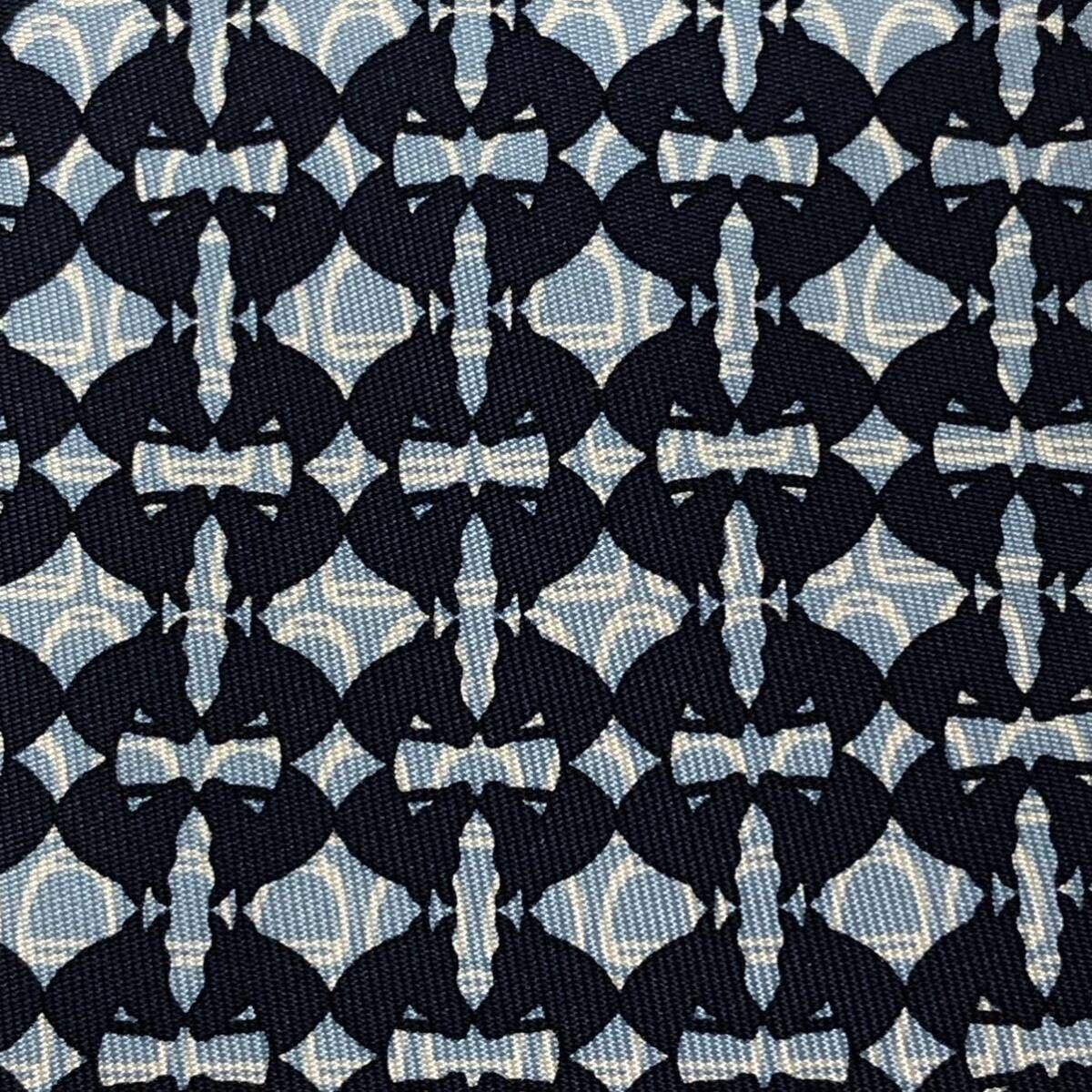 HERMES tie with checkered pattern square all over… - image 8