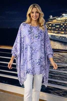 OBSESSION SILK Italian Floaty Style Oversized 20 22 Tunic Shirt Top Purple BNWT 