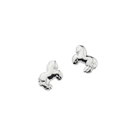 Cem Ohrstecker Pferd Horse Poliert Und Rhodiniert 925/- Silber
