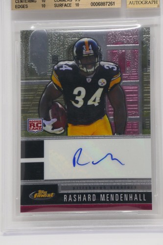 Finest Autographs #119 2008 Rashard Mendenhall/40 Rookie Beckett 10 impecable - Imagen 2 de 6