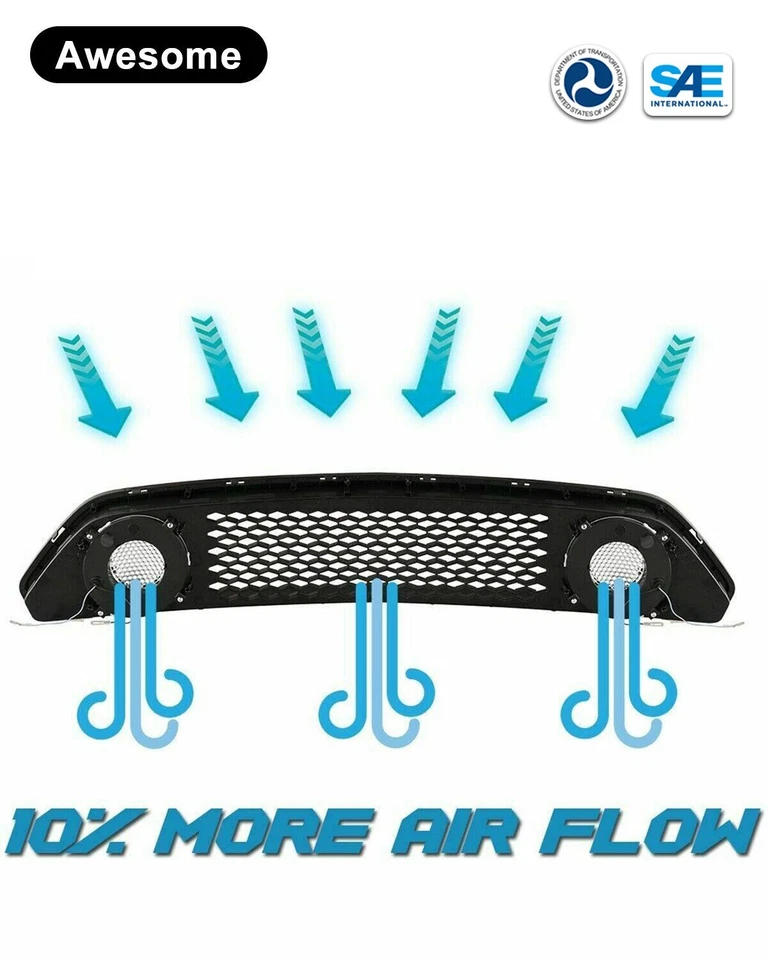 Parrilla superior delantera rejilla de malla con luz LED DRL para Ford Mustang 2015 2016 2017 Foto 2 de 4