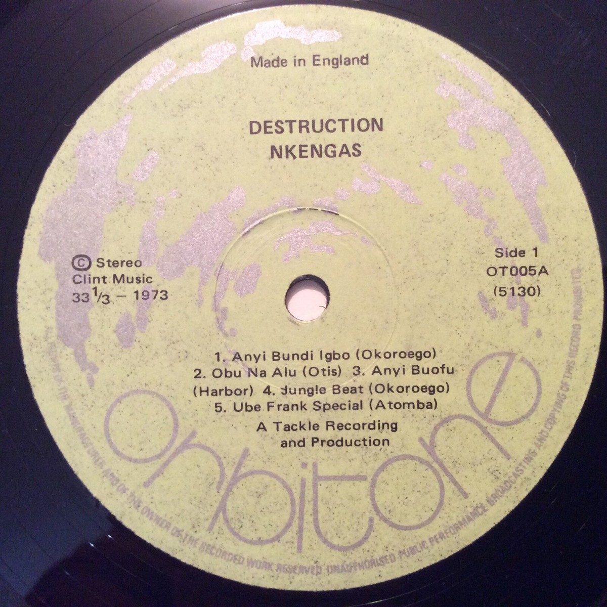 英LP Nkengas Destruction OT005 ORBITONE /00260 Nkengas – Destruction – Vinyl (LP, Album, Reissue), 2013