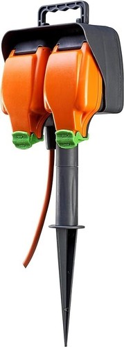 Masterplug Weatherproof 15M Extension Lead Outdoor Garden Double Socket Spike IP - Picture 3 of 6