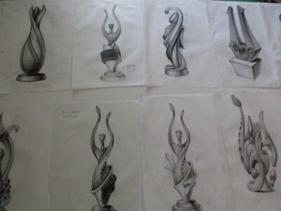 COLLECTION DRAWINGS   ILLUSTRATION ABSTRACT SCULPTURE MODERNIST MODERNISM STATUE