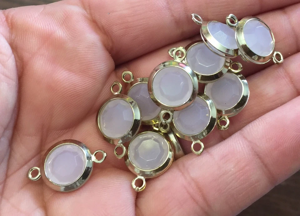 Lote de conectores de bisel faceta lucita ópalo lila rosa Lt oro vintage búsqueda de enlaces Foto 4 de 4