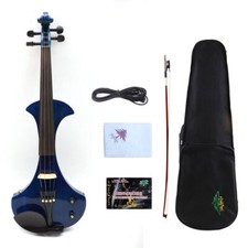 4/4 Full Size 4 String Electric Violin Kit Solid wood Ebony Fittings Blue