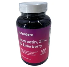 Nutradora Quercetin Zinc & Elderberry 1000mg Per Serving Veggie Capsules