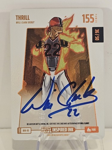 WILL CLARK AUTO 2024 BO JACKSON BATTLE ARENA CHAMPIONS BATTLEFOIL FIRE /50 BFA93