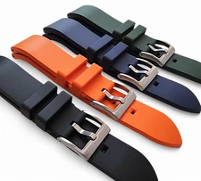 High Quality Thick FKM Rubber Watch Strap Band Smooth Mens 20mm 21mm 22mm 24mm