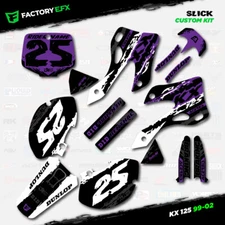 Gray & Purple Slick Graphics Kit fits 99-02 Kawasaki Kx125 Kx 125 Decal Sticker