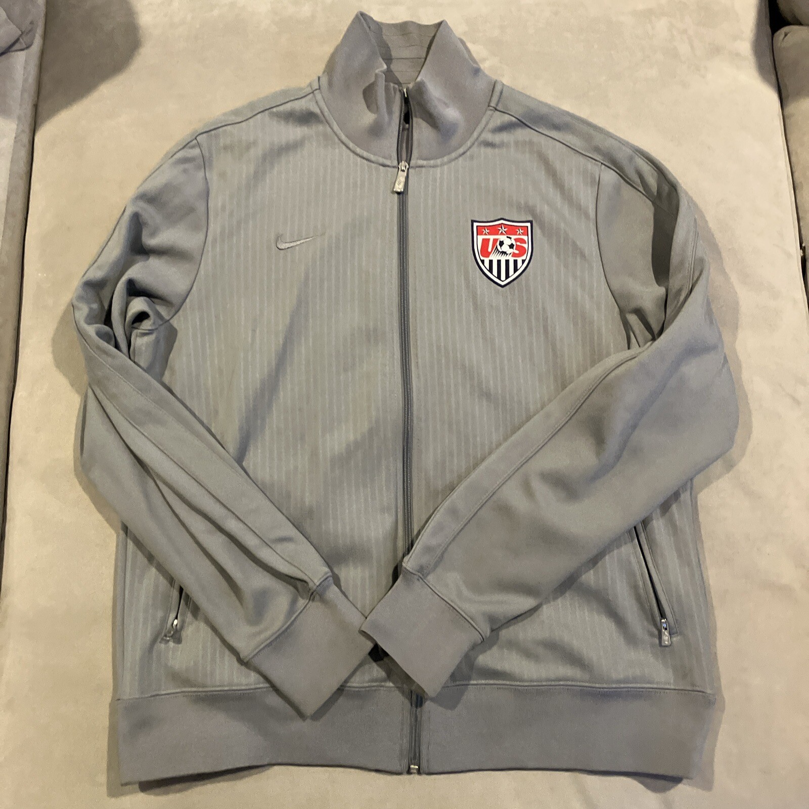 Nike USA Soccer Gray Team Full Zip Track Jacket Pockets USMNT Men's XL eBay