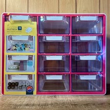 12 Drawer Sysmax Up System Organizer Multibox Pink White Clear  Dividers New
