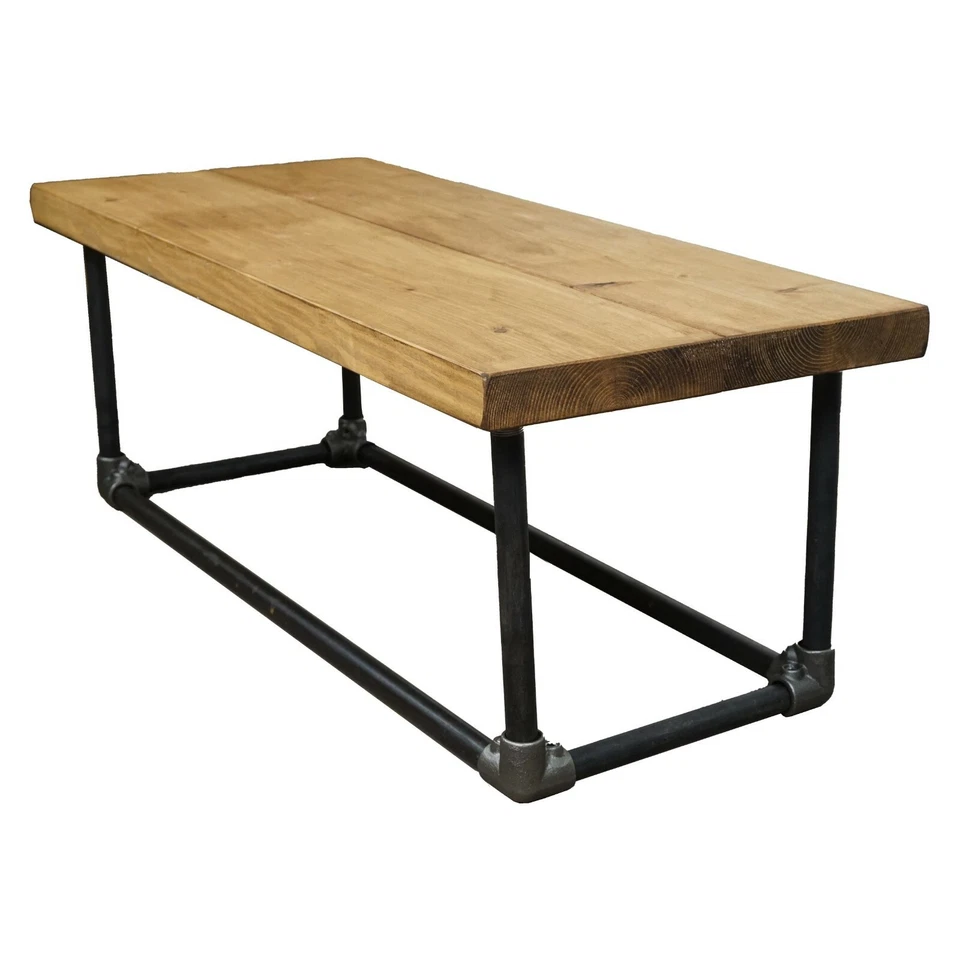 Reclaimed Coffee Table With Industrial Raw Steel Key Clamp Pipe Legs- Vintage!! - Image 2 of 4