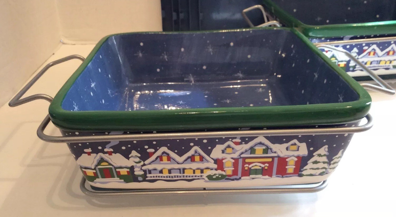 Tempttations Hometown Christmas Casserole Dishes Square Bowls Lids 15 Pc Set eBay