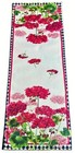 Summer Red Geraniums Flowers Floral Black Diamond Border 36" Linen Table Runner