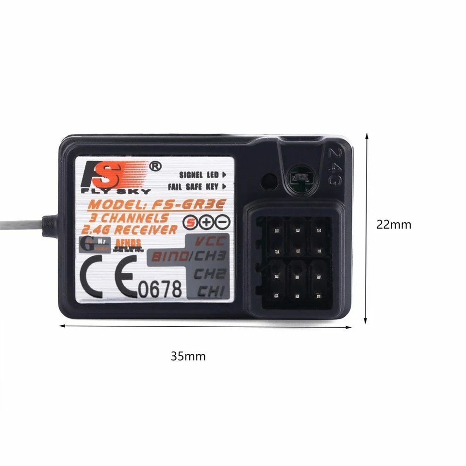 RC Flysky 2.4G 3CH FS-GR3E GR3E Receiver for FS GT3B GT2 GT3C Transmitter - Image 4 of 4