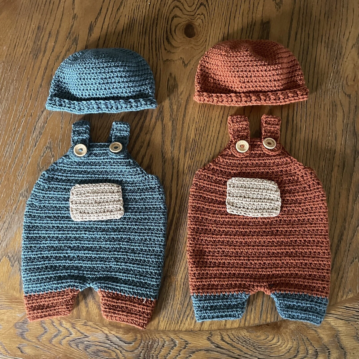 Handmade Crochet Baby Romper Dungarees Baby Grow Newborn 1 Month Set