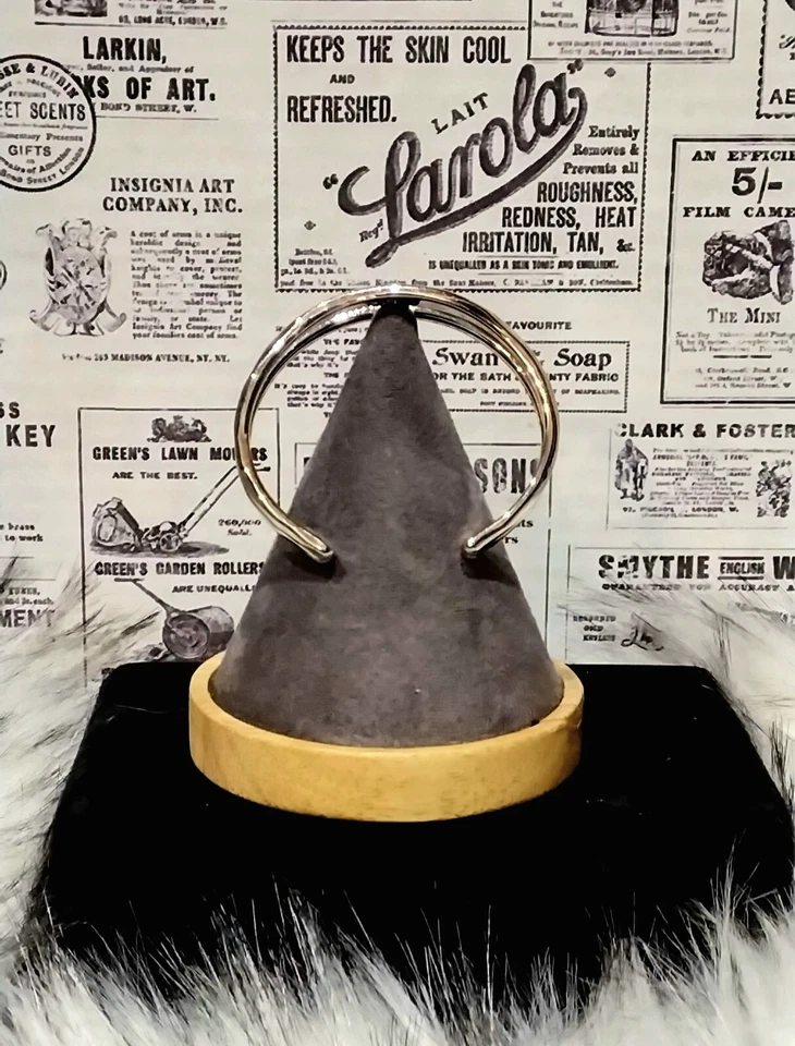 Brazalete "BR" Blanco Bronce Exquisito Doble Círculo, 6.5" Alrededor, Ja1 Foto 4 de 4