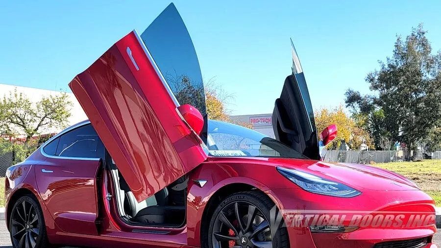 Tesla car online with gullwing doors