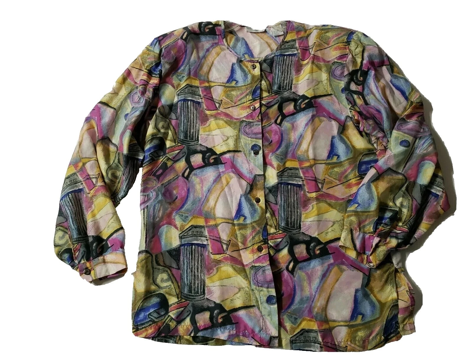 Botões na frente 100% Seda década de 1980 Vintage camisas casuais para Homens