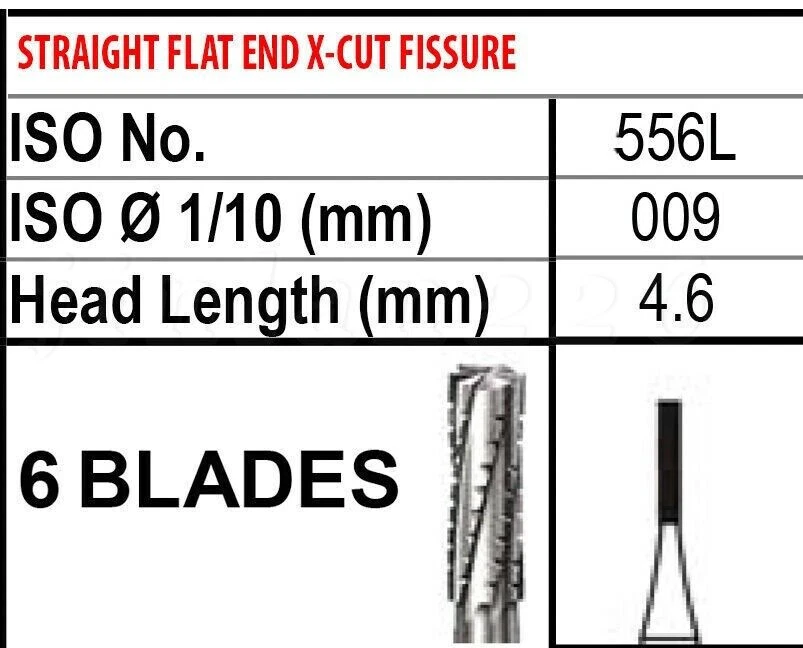Fresas quirúrgicas de carburo FG 556L FG556L Bur #556L agarre de fricción hecho en China 25 mm Foto 2 de 4