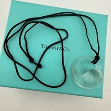Tiffany & Co. Rock Crystal Eternal Circle Pendant Necklace Elsa Peretti on Silk